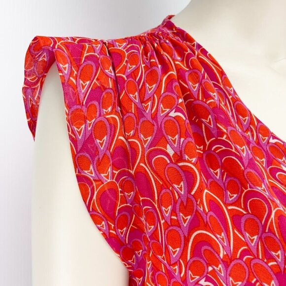 ARTLOVE PARIS Aichata Vibrant Floral Spring Semi-sheer V-neck Flowy Top sz 36 - Picture 8 of 9